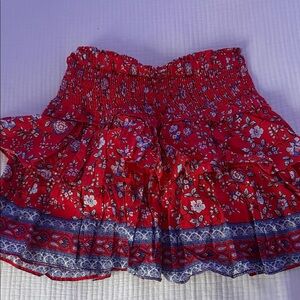 Janie and Jack Red Skirt with Blue Floral Accents